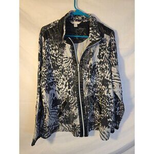 Laura Ashley Black Gray Zip Front Cardigan Sweater Womens Plus Size 2X